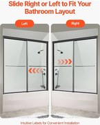 Drzwi Prysznicowe SucceBuy, Drzwi Do Wanny Pół-bezramienne, 127-152 cm S x 152 cm W, Czarne Na Łazienkę