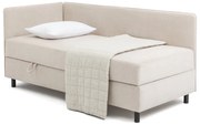 Beżowe tapicerowane łóżko jednoosobowe ze schowkiem i materacem 90x200 cm Avela – Bonami Selection