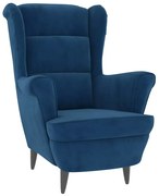 Niebieski welurowy fotel do czytania G4-R47