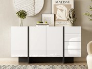 Bufet 2-drzwiowy i 4-szufladowy - połysk - Biały i Czarny