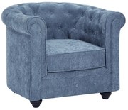 Fotel z niebieskiej tkaniny CHESTERFIELD