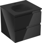 Mexen Orio szafka łazienkowa 50 cm z umywalką Vela, 2 szuflady, czarna połysk/czarna mat - 91A10-05047-2-BFF70-W23M71