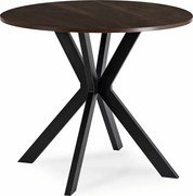 Stół Okrągły LAUREN 90 cm Orzech/Czarny Loft