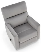 KARIM fotel wypoczynkowy popielaty funkcja kołyski klasyczny tkanina