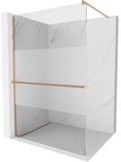 Mexen Kioto+ ścianka prysznicowa z półką Walk-in 70 x 200 cm, transparent/szron, miedź szczotkowana - 800-070-121-65-35