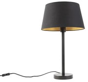 Klasyczna lampa stołowa czarna z czarnym kloszem 32 cm - Simplo