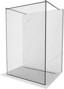 Mexen Kioto ścianka prysznicowa wolnostojąca 100 x 200 cm, czarna ramka 8 mm, gun gray szczotkowany - 800-100-002-66-70