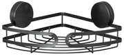Czarna narożna półka łazienkowa Wenko Static-Loc® Pavia, szer. 27 cm