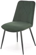 Zielone welurowe krzesło pikowane metalowe E5-A26