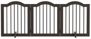 PawHut Barierka dla psów składana 3 panele drewno lite i MDF kolor kawa 1545x295x61 cm | Aosom PL