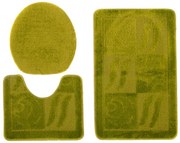 Wzorzysty zielony komplet dywaników do łazienki K8-E95