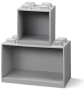 Zestaw 2 dziecięcych szarych półek ściennych LEGO® Brick