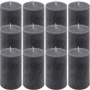 Zestaw świec rustykalnych, 11,5 cm, Ø 6,8 cm, antracyt, 12 s