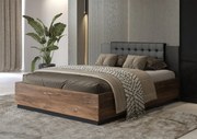 Łóżko SIGMA 140x200 dąb flagstaff miedziany/czarny mat z pojemnikiem HELVETIA