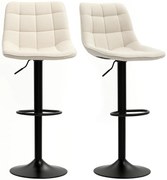 HOMCOM Nowoczesne Krzesło Barowe, Zestaw 2 Krzeseł Barowych Obracających się z Oparciem, Regulowana Wysokość, z Podnóżkiem, Wyściełane, Beżowe