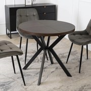 Stół Okrągły Rozkładany DORIAN 80-160 cm Orzech/Czarny Nowoczesny Loft