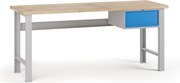 Stół warsztatowy G7, blat bukowy, 2000 x 800 x 840 mm, 1x kontener, 1x szuflada, niebieski