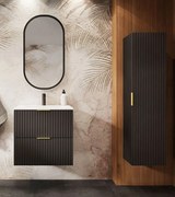 Czarny komplet łazienkowych mebli szafka 60 cm ze słupkiem Z1-B91