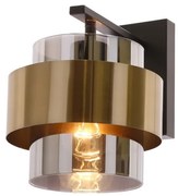 Kinkiet Spiega, klosz dymione, kolor czarny i mosiądz.