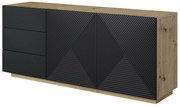 Komoda Asha 167 cm z szufladami i ryflowanym frontem - artisan / czarny mat