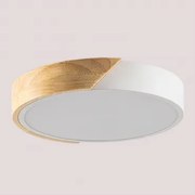 Lampa Sufitowa Led Jan Biala - Naturalna & Ø30 Cm - Sklum