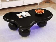 Stolik kawowy 95x62,5x32 cm - kształt chmury - z oświetleniem LED - okrągłe nogi - czarny