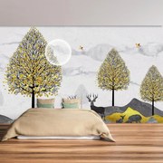 Fototapeta - Jeleń w złotym lesie (196x136 cm)