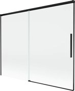 Mexen Rox parawan nawannowy 2-skrzydłowy rozsuwany 190 x 150 cm, transparent, czarny - 8C9-190-001-70-00