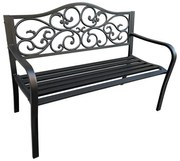 Czarna metalowa ławka z oparciem F2-T36