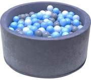Suchy Basen Z Kulkami 90x40 Cm - Szary Z Niebieskimi Kulkami - 200 Piłeczek