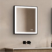 Lustro prostokątne LED L60/80/120cm z czarną aluminiową ramą VELUNA