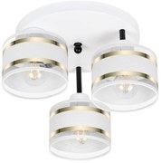 Lampa sufitowa biała trzypunktowa z białymi abażurami T-3030WE-WEWEWE