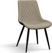 Zestaw 4 beżowych krzeseł z tkaniny i czarnych metalowych nóg - VIENNA