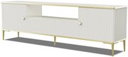 Beżowa szafka rtv z lamelami na froncie G6-M65