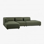Modułowa Sofa Z Leżanką Po Lewej Stronie, 3-częściowa Z Szezlongiem Fogler Chenille Salvia Zieleń - Sklum