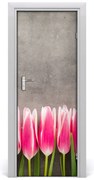 Naklejka samoprzylepna na drzwi Różowe tulipany