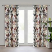 Zasłona gotowa z mikrofibry w kolorowe liście na taśmie 140x270 cm