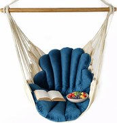 Granatowy fotel wiszący do salonu z poduszką G1-R19