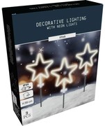 Świąteczne oświetlenie zewnętrzne LED Neonowa gwiazda, zestaw 3 szt., wys. 58 cm