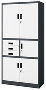 Biurowa szafa metalowa z sejfem na akta i dokumenty FILIP II, 900 x 1850 x 400 mm, antracytowo-biała
