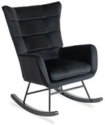 Czarny welurowy fotel bujany R6-B76