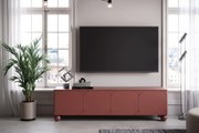 Szafka RTV Sonatia II 200 cm czterodrzwiowa na nogach kulach - burgund