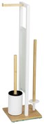 Stalowy stojak na papier toaletowy w biało-naturalnym kolorze ze szczotką Rivalta – Wenko