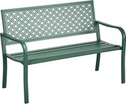 Outsunny Ławka Ogrodowa z Metalu dla 2 Osób, Odporna na Warunki Atmosferyczne, 127 cm x 63 cm x 83 cm, Zielona