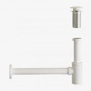 Zestaw Syfonu Ze Stali Nierdzewnej Bibur I Zaworu Spustowego Do Zlewozmywaka Orveta Typu Click-clack Biała & Zawór Bez Przelewu - Sklum