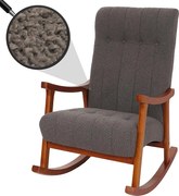 Fotel bujany MCW-K10,  ciemnoszary, stelaż w kolorze orzecha włoskiego