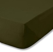 Flanelowe prześcieradło z gumką w kolorze khaki 90x190 cm Brushed – Catherine Lansfield