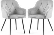 Zestaw 2 jasnoszarych krzeseł tapicerowanych welurem T4-Z89