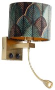 Lampa ścienna brązowa z aksamitnym abażurem w designie liści i złotym wnętrzem - Brescia Combi klasyczny/Antyczny Oswietlenie wewnetrzne