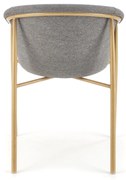 K489 krzesło popielaty, złoty, z oparciem, metalowe, tkanina, eleganckie